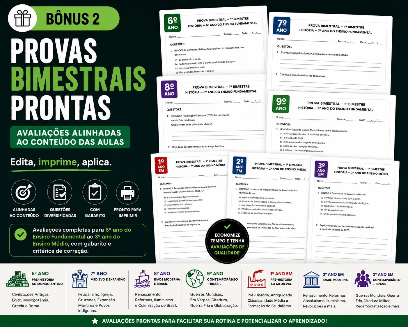 Modelos de Provas e Avaliações Editáveis
