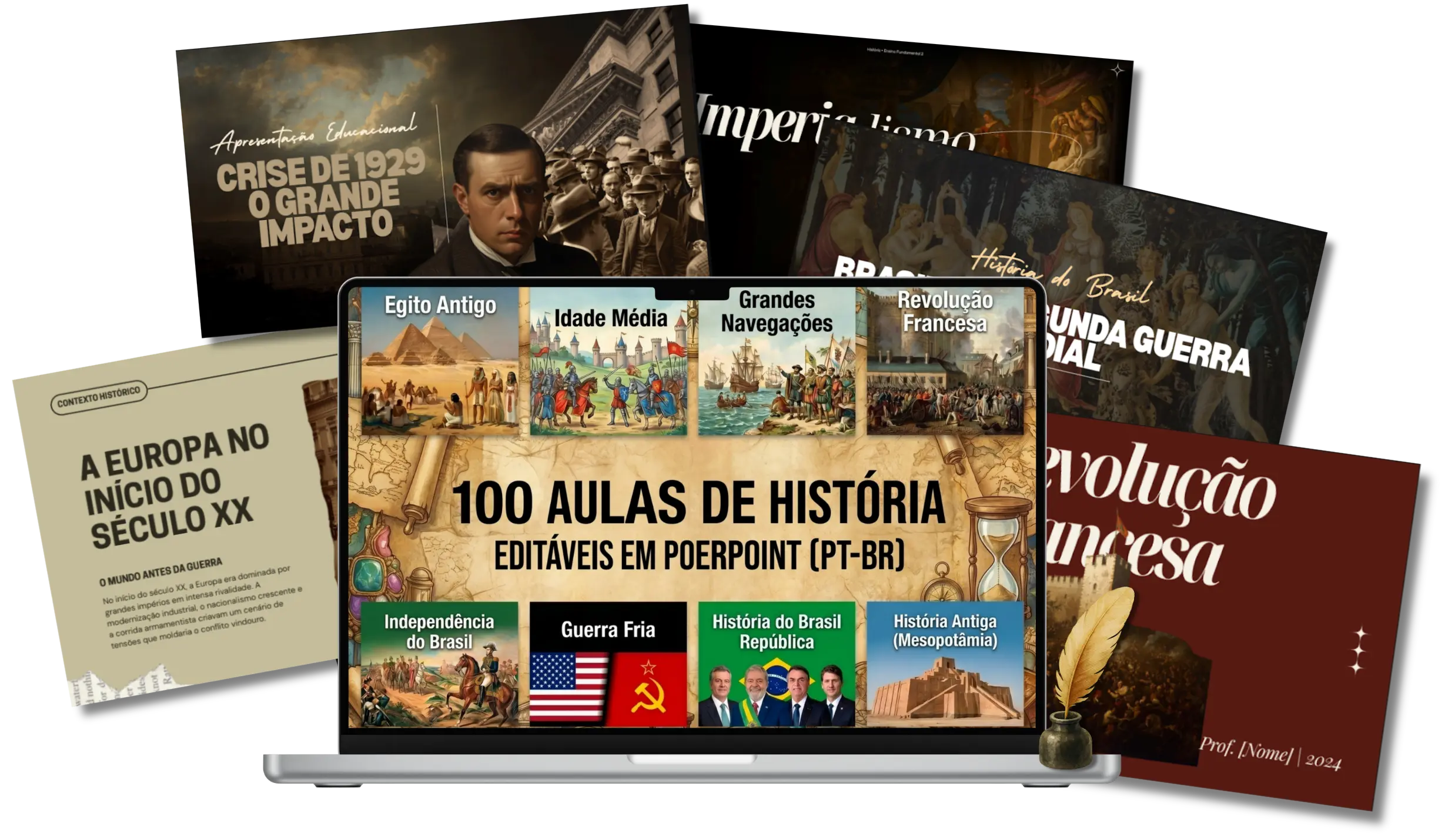 Mockup do Kit de Aulas de História